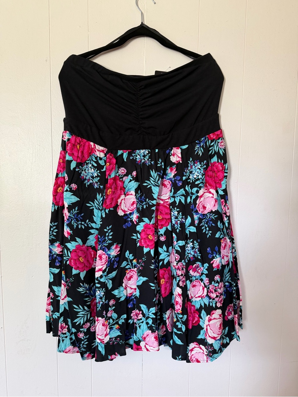Torrid Black Floral Strapless Chiffon Dress NWT Size 1X 14/16